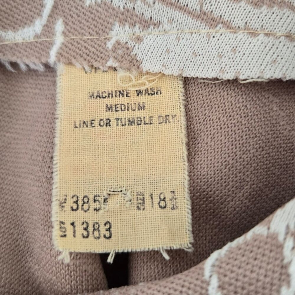 Sleeveless Vintage 1960s Floral Jacquard Shift Dress Beige White Size Medium - Picture 8 of 8